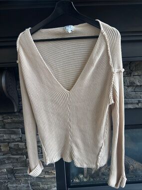 Princess Polly Beige V-Neck Knit Sweater
